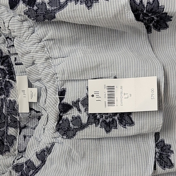 New with tags J Jill large tall blue white stripe flutter collar sleeveless top - Picture 3 of 5